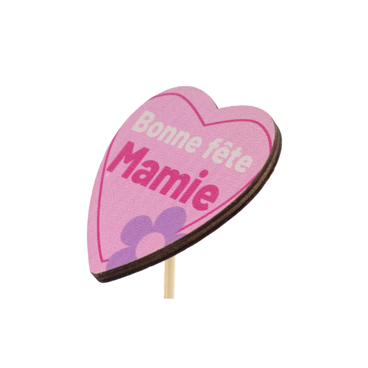 Bonne Fete Mamie Heart Pick - 6x5cm