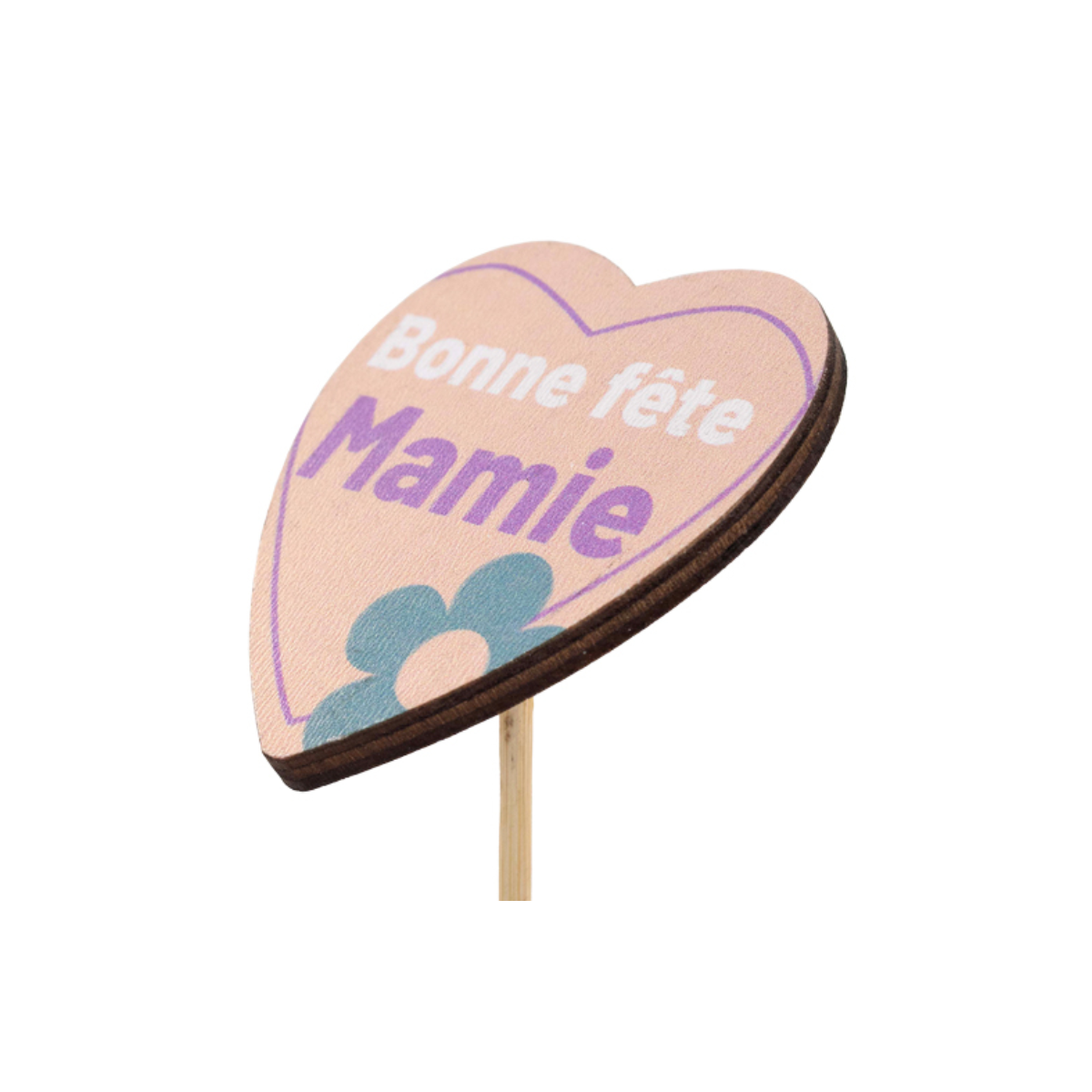 Bonne Fete Mamie Heart Pick - 6x5cm - Packed by 25